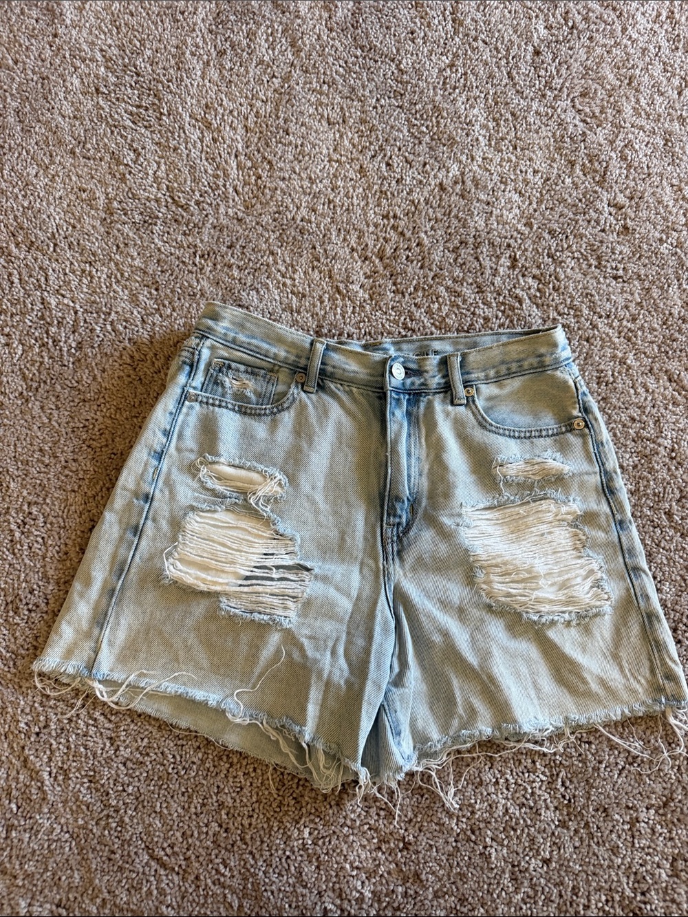 American Eagle Outfitters Distressed Light Blue Denim Shorts